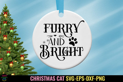 Furry and Bright Christmas SVG I Christmas Cat Ornaments SVG SVG Happy Printables Club 