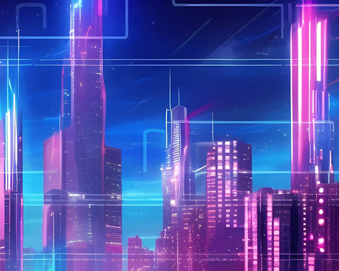 Futuristic City Cyberpunk Neon Lights, 20 Cityscape JPG Images, Skyline Sublimation nikola 