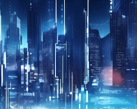 Futuristic City Cyberpunk Neon Lights, 20 Cityscape JPG Images, Skyline Sublimation nikola 