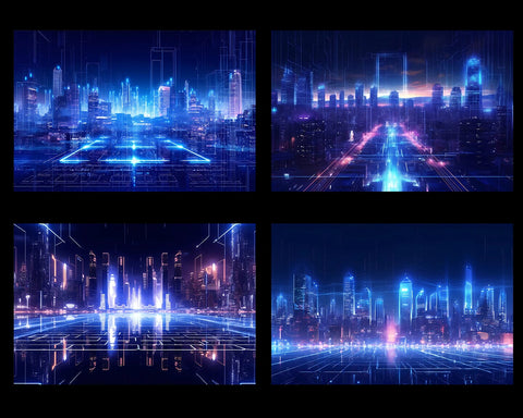 Futuristic City Cyberpunk Neon Lights, 20 Cityscape JPG Images, Skyline Sublimation nikola 
