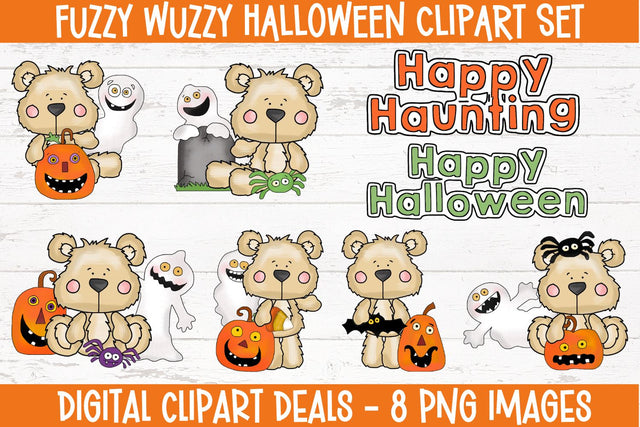 Fuzzy Wuzzy Halloween Clipart Set Sublimation Digital Clipart Deals 
