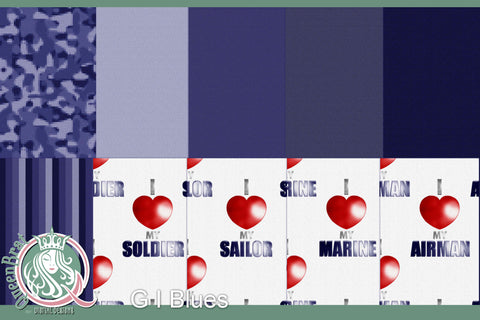 G I Blues Patriotic Papers Digital Pattern QueenBrat Digital Designs 