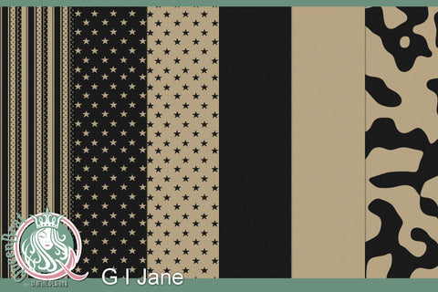 G I Jane Patriotic Papers Digital Pattern QueenBrat Digital Designs 