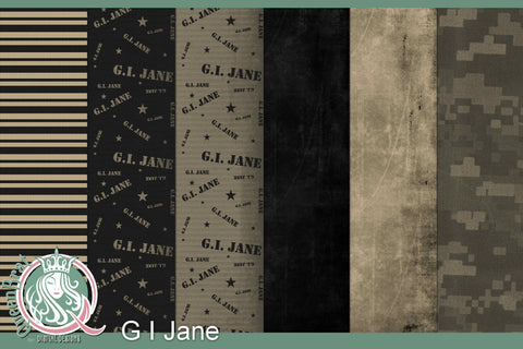 G I Jane Patriotic Papers Digital Pattern QueenBrat Digital Designs 