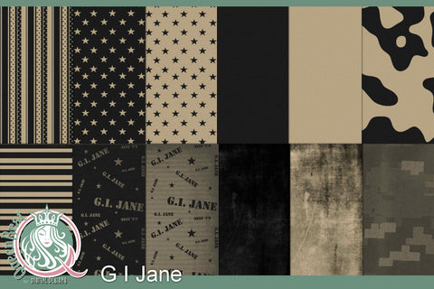 G I Jane Patriotic Papers Digital Pattern QueenBrat Digital Designs 
