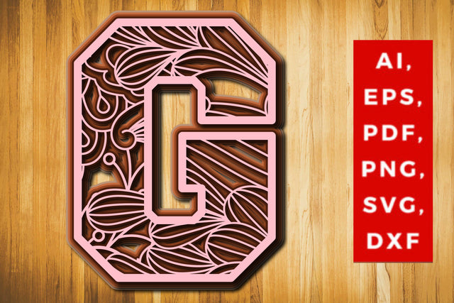 G Layered Floral Alphabet SVG cut file, laser cut alphabet, mandala alphabet, 5 layer SVG MD JOYNAL ABDIN 