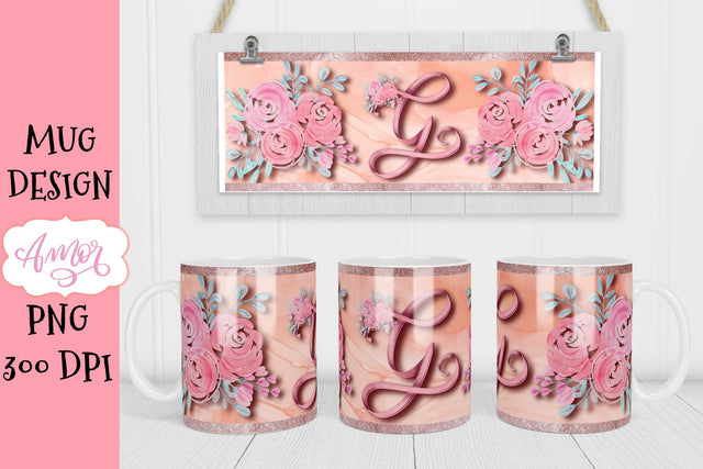 G Monogram mug design for sublimation, letter G mug PNG Sublimation Amorclipart 