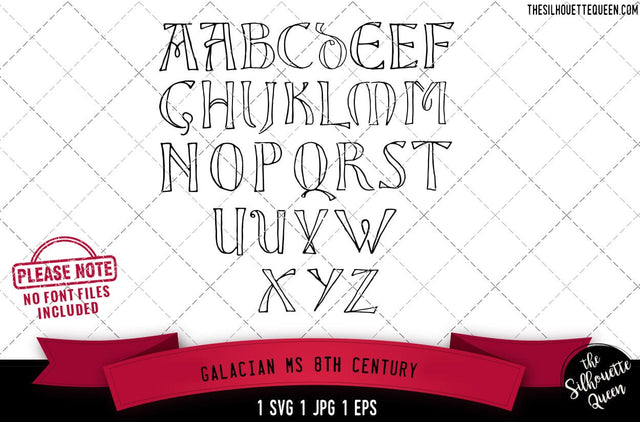 Galacian Ms 8th Century alphabets - ABC letters SVG Loveleen Kaur 