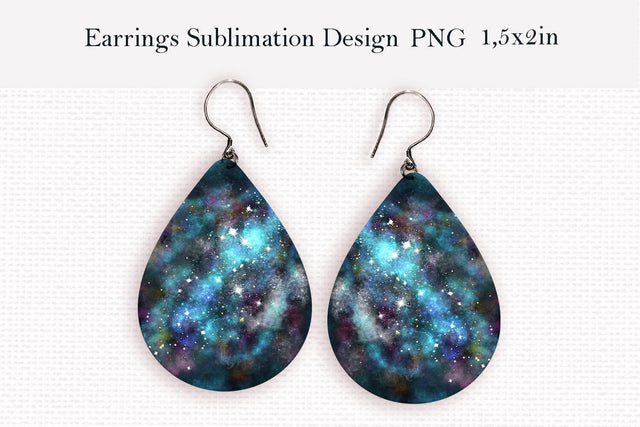 Galaxy abstract teardrop earrings design png Sublimation LuckyTurtleArt 