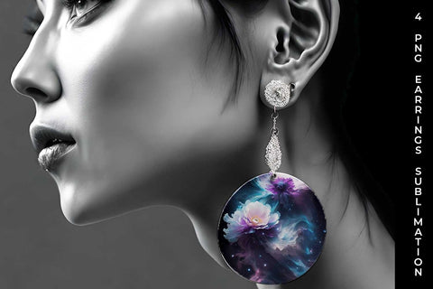 Galaxy Anemone Flowers Earrings Sublimation PNG Bundle Free For Commercial Use Sublimation Sintegra 