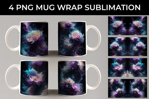 Galaxy Anemone Flowers Mug Sublimation PNG Bundle Free For Commercial Use Sublimation Sintegra 