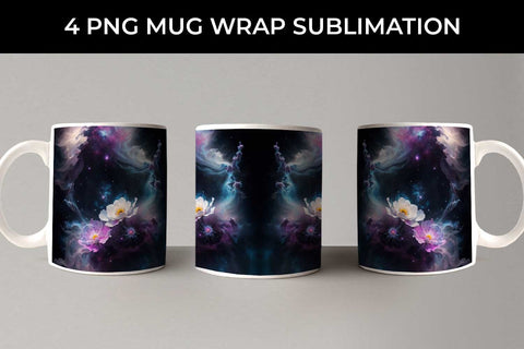 Galaxy Anemone Flowers Mug Sublimation PNG Bundle Free For Commercial Use Sublimation Sintegra 