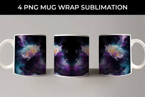 Galaxy Anemone Flowers Mug Sublimation PNG Bundle Free For Commercial Use Sublimation Sintegra 
