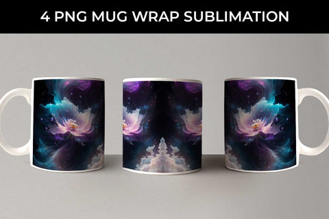 Galaxy Anemone Flowers Mug Sublimation PNG Bundle Free For Commercial Use Sublimation Sintegra 