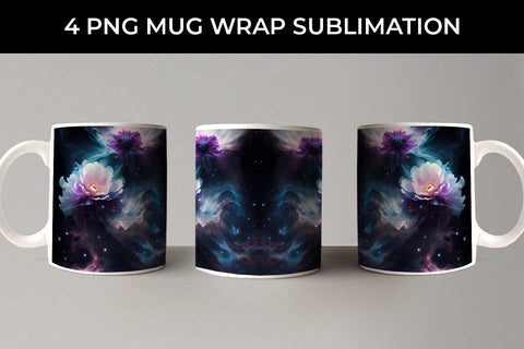 Galaxy Anemone Flowers Mug Sublimation PNG Bundle Free For Commercial Use Sublimation Sintegra 