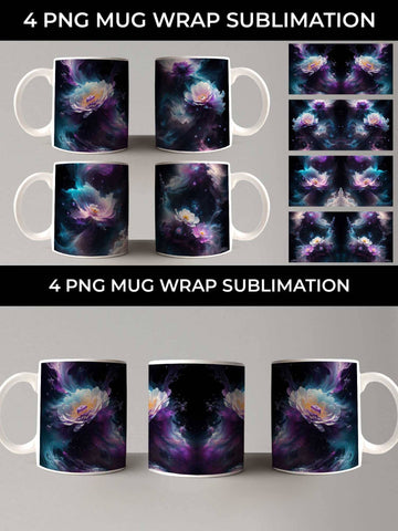 Galaxy Anemone Flowers Mug Sublimation PNG Bundle Free For Commercial Use Sublimation Sintegra 