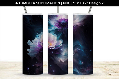 Galaxy Anemone Flowers Tumbler Wrap 20 oz Sublimation PNG Bundle Free For Commercial Use Sublimation Sintegra 