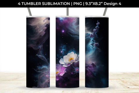 Galaxy Anemone Flowers Tumbler Wrap 20 oz Sublimation PNG Bundle Free For Commercial Use Sublimation Sintegra 