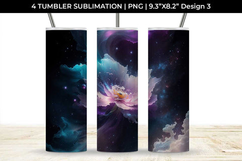 Galaxy Anemone Flowers Tumbler Wrap 20 oz Sublimation PNG Bundle Free For Commercial Use Sublimation Sintegra 