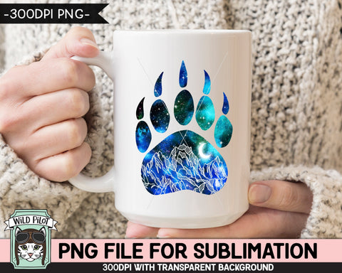 Galaxy Bear Paw SUBLIMATION design PNG, Paw Silhouette png file, Space sublimation designs, Wild and Free, Adventure, Mountain Sublimation Sublimation Wild Pilot 