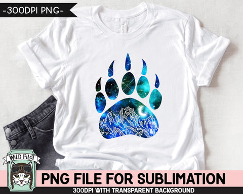 Galaxy Bear Paw SUBLIMATION design PNG, Paw Silhouette png file, Space sublimation designs, Wild and Free, Adventure, Mountain Sublimation Sublimation Wild Pilot 