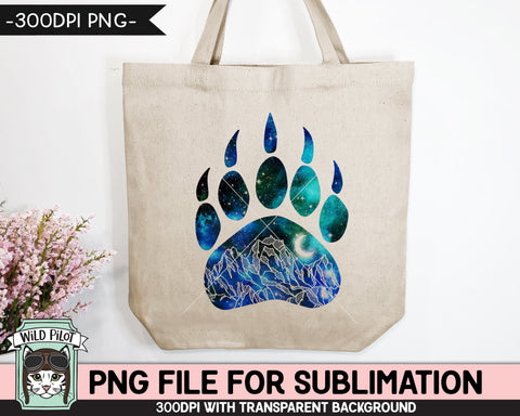 Galaxy Bear Paw SUBLIMATION design PNG, Paw Silhouette png file, Space sublimation designs, Wild and Free, Adventure, Mountain Sublimation Sublimation Wild Pilot 