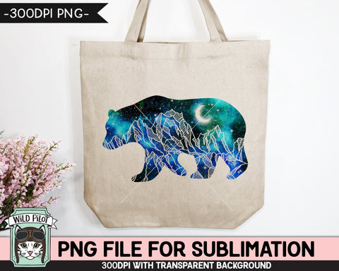 Galaxy Bear SUBLIMATION design PNG, Bear Silhouette png file, Space ...