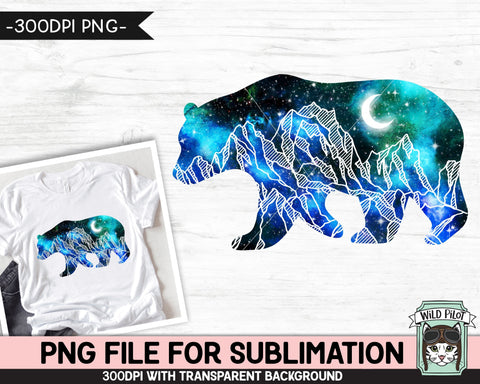Galaxy Bear SUBLIMATION design PNG, Bear Silhouette png file, Space sublimation designs, Wild and Free, Adventure, Mountain Sublimation Sublimation Wild Pilot 