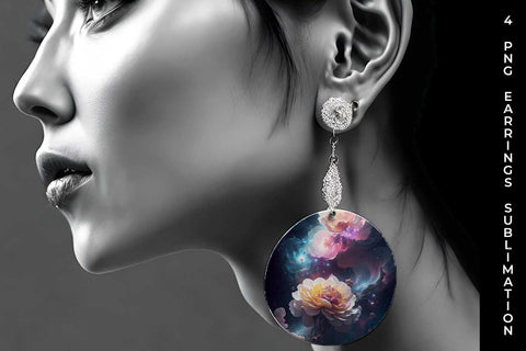 Galaxy Begonia Flowers Earrings Sublimation PNG Bundle Free For Commercial Use Sublimation Sintegra 