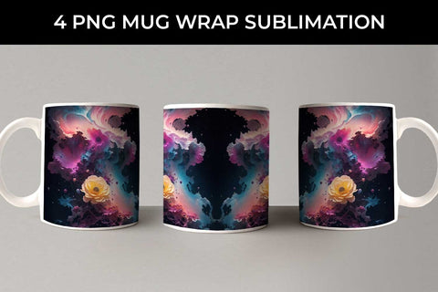 Galaxy Begonia Flowers Mug Sublimation PNG Bundle Free For Commercial Use Sublimation Sintegra 