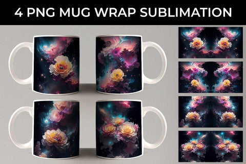 Galaxy Begonia Flowers Mug Sublimation PNG Bundle Free For Commercial Use Sublimation Sintegra 