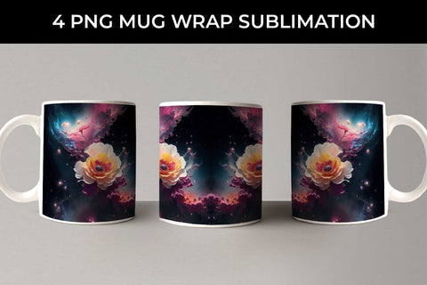 Galaxy Begonia Flowers Mug Sublimation PNG Bundle Free For Commercial Use Sublimation Sintegra 