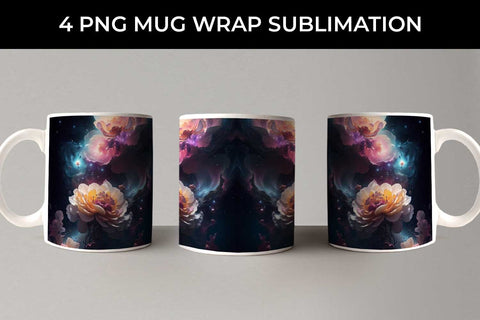 Galaxy Begonia Flowers Mug Sublimation PNG Bundle Free For Commercial Use Sublimation Sintegra 