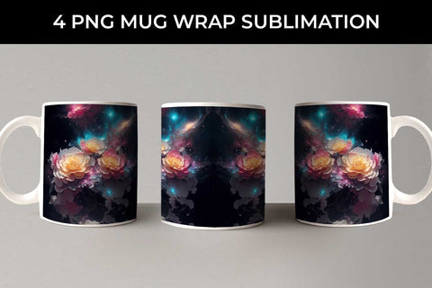 Galaxy Begonia Flowers Mug Sublimation PNG Bundle Free For Commercial Use Sublimation Sintegra 