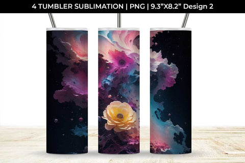 Galaxy Begonia Flowers Tumbler Wrap 20 oz Sublimation PNG Bundle Free For Commercial Use Sublimation Sintegra 
