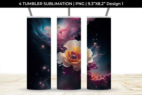 Galaxy Begonia Flowers Tumbler Wrap 20 oz Sublimation PNG Bundle Free For Commercial Use Sublimation Sintegra 