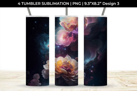 Galaxy Begonia Flowers Tumbler Wrap 20 oz Sublimation PNG Bundle Free For Commercial Use Sublimation Sintegra 