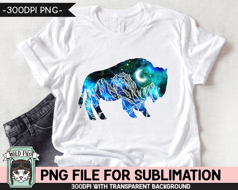 Galaxy Buffalo SUBLIMATION design PNG, Bison Silhouette png file, Space sublimation designs, Wild and Free, Adventure, Mountain Sublimation Sublimation Wild Pilot 