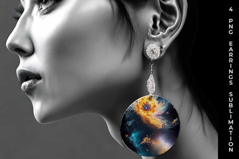 Galaxy Calendula Flowers Earrings Sublimation PNG Bundle Free For Commercial Use Sublimation Sintegra 