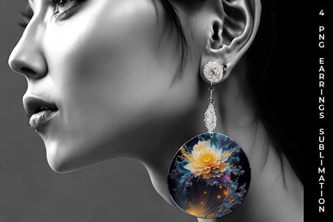 Galaxy Calendula Flowers Earrings Sublimation PNG Bundle Free For Commercial Use Sublimation Sintegra 