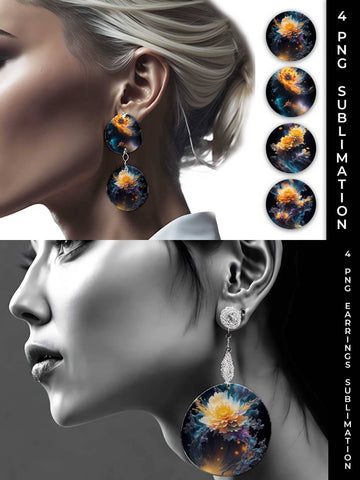 Galaxy Calendula Flowers Earrings Sublimation PNG Bundle Free For Commercial Use Sublimation Sintegra 
