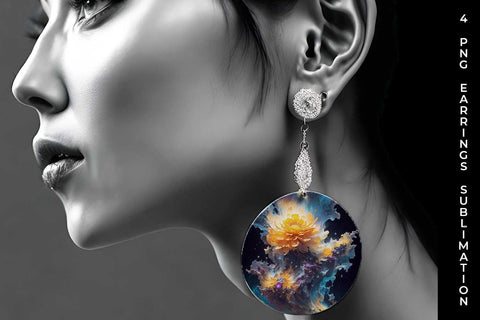 Galaxy Calendula Flowers Earrings Sublimation PNG Bundle Free For Commercial Use Sublimation Sintegra 