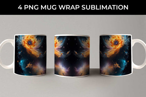 Galaxy Calendula Flowers Mug Sublimation PNG Bundle Free For Commercial Use Sublimation Sintegra 