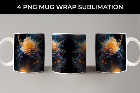 Galaxy Calendula Flowers Mug Sublimation PNG Bundle Free For Commercial Use Sublimation Sintegra 