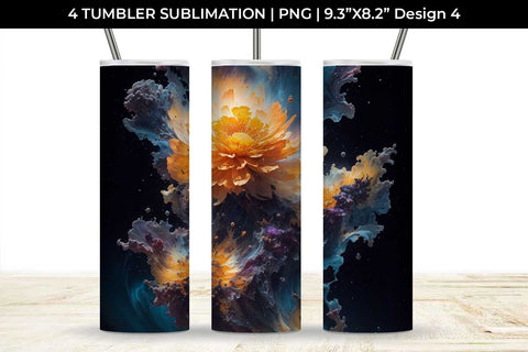 Galaxy Calendula Flowers Tumbler Wrap 20 oz Sublimation PNG Bundle Free For Commercial Use Sublimation Sintegra 