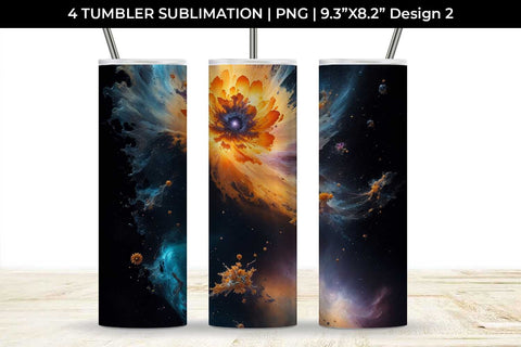 Galaxy Calendula Flowers Tumbler Wrap 20 oz Sublimation PNG Bundle Free For Commercial Use Sublimation Sintegra 