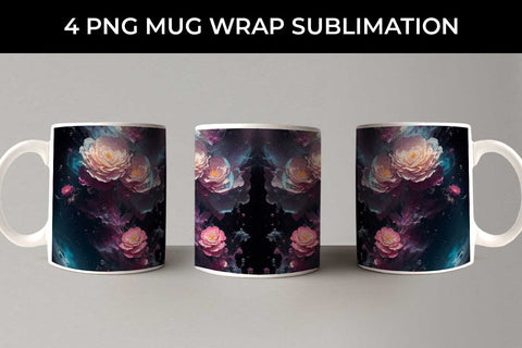 Galaxy Camellia Flowers Mug Sublimation PNG Bundle Free For Commercial Use Sublimation Sintegra 