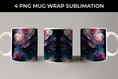 Galaxy Camellia Flowers Mug Sublimation PNG Bundle Free For Commercial Use Sublimation Sintegra 