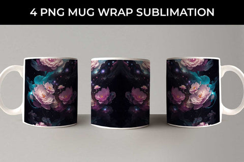 Galaxy Camellia Flowers Mug Sublimation PNG Bundle Free For Commercial Use Sublimation Sintegra 