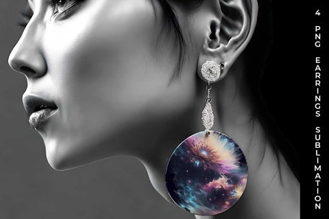 Galaxy Chrysanthemum Flowers Earrings Sublimation PNG Bundle Free For Commercial Use Sublimation Sintegra 